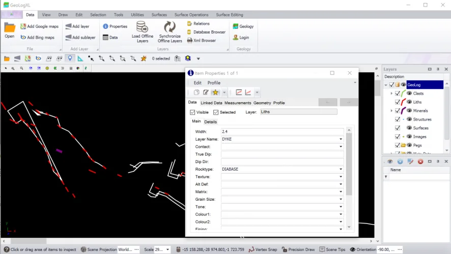 GeologXL mining software screenshot