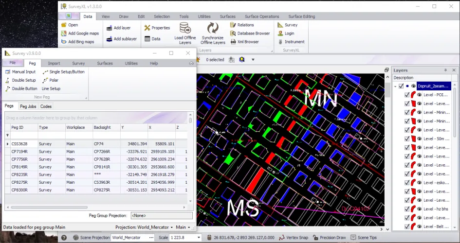 SurveyXL mining software screenshot
