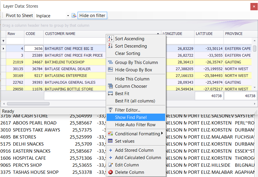 Searching finding data