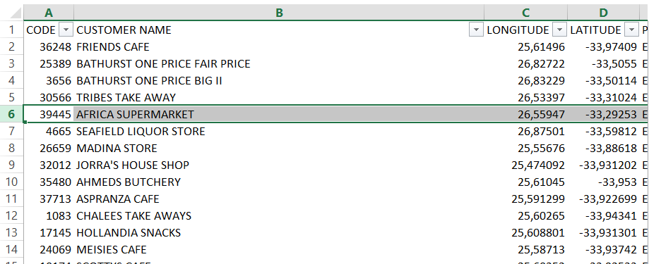 Excel to map